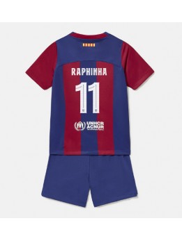 Billige Barcelona Raphinha Belloli #11 Hjemmedraktsett Barn 2023-24 Kortermet (+ Korte bukser)